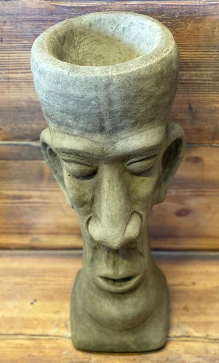 STONE GARDEN EASTER ISLAND HEAD PLANT POT PLANTER/MOAI/TIKI CONCRETE ORNAMENT