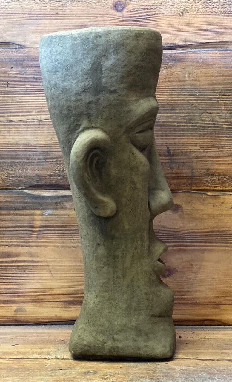 STONE GARDEN EASTER ISLAND HEAD PLANT POT PLANTER/MOAI/TIKI CONCRETE ORNAMENT