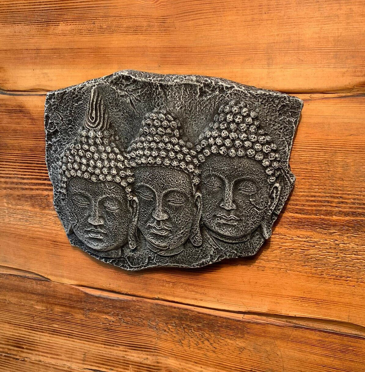 STONE GARDEN TRIO BUDDHA ORIENTAL WALL PLAQUE HANGING  GIFT ORNAMENT