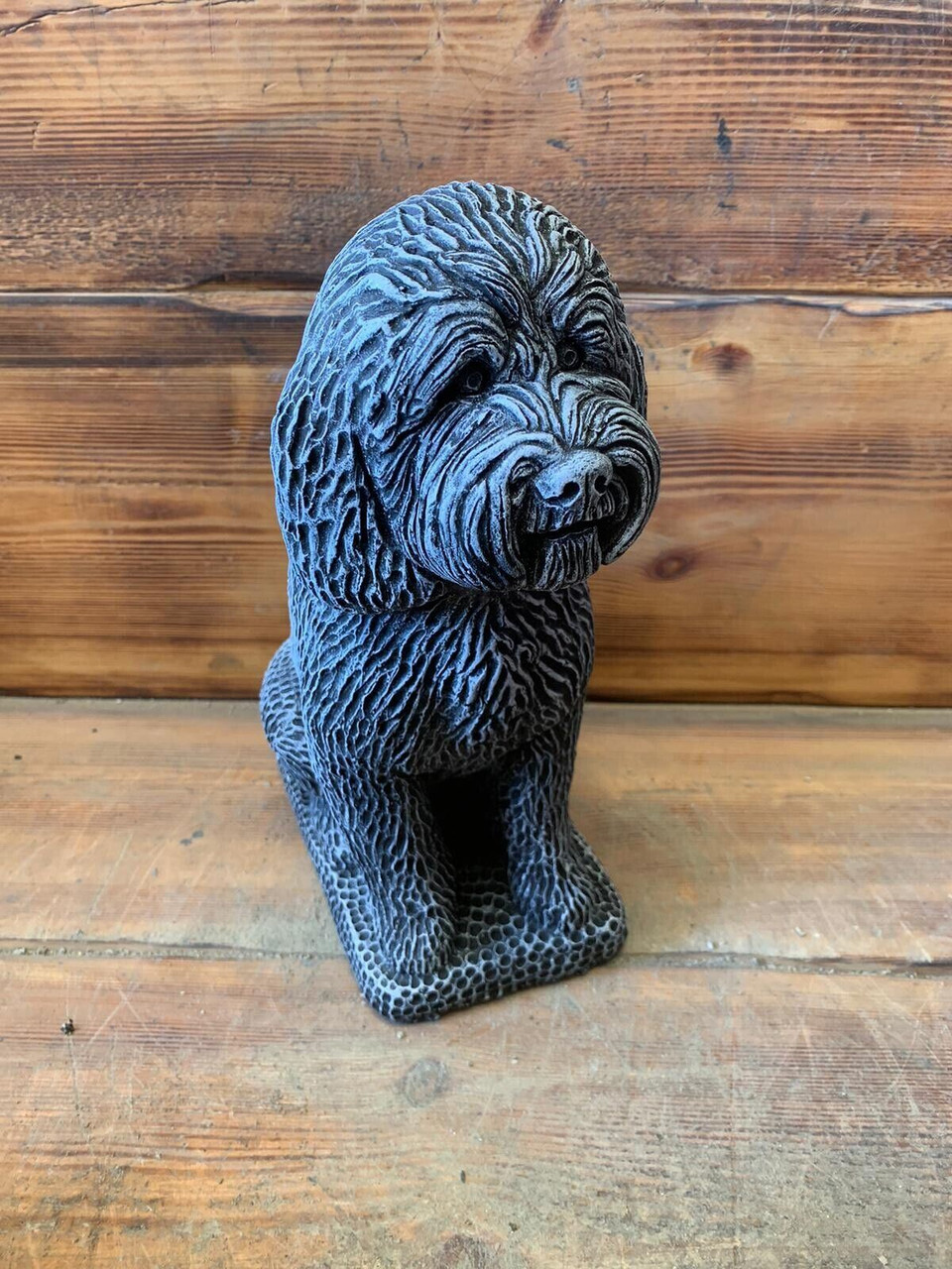 STONE GARDEN DETAILED COCKAPOO POODLE DOG GIFT  STATUE ORNAMENT