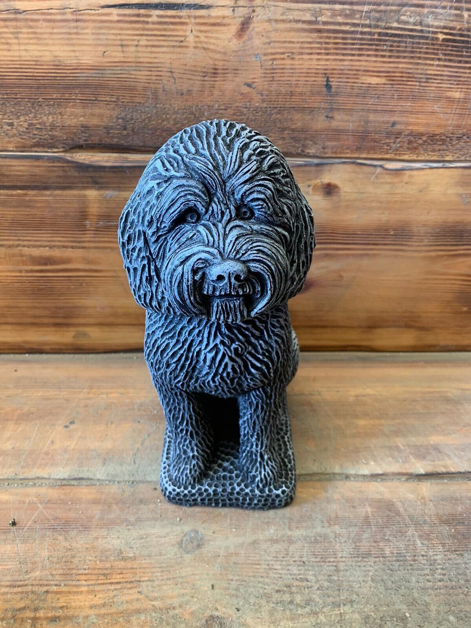 STONE GARDEN DETAILED COCKAPOO POODLE DOG GIFT  STATUE ORNAMENT