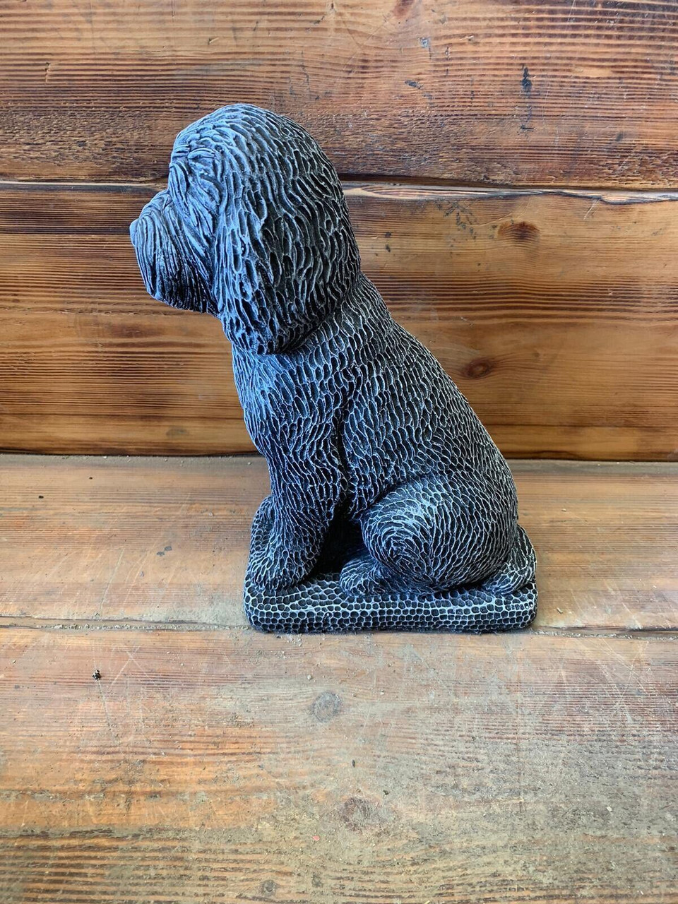 STONE GARDEN DETAILED COCKAPOO POODLE DOG GIFT  STATUE ORNAMENT