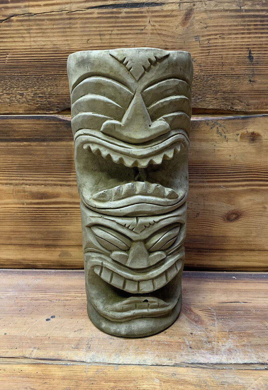 STONE GARDEN TOTEM POLE EASTER ISLAND AFRICAN HEAD TIKI  STATUE ORNAMENT