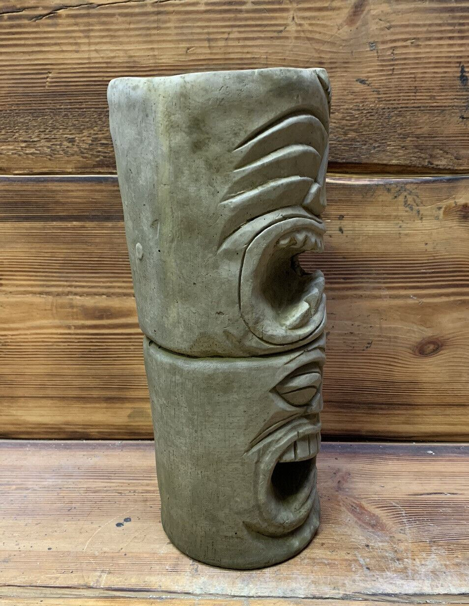 STONE GARDEN TOTEM POLE EASTER ISLAND AFRICAN HEAD TIKI  STATUE ORNAMENT