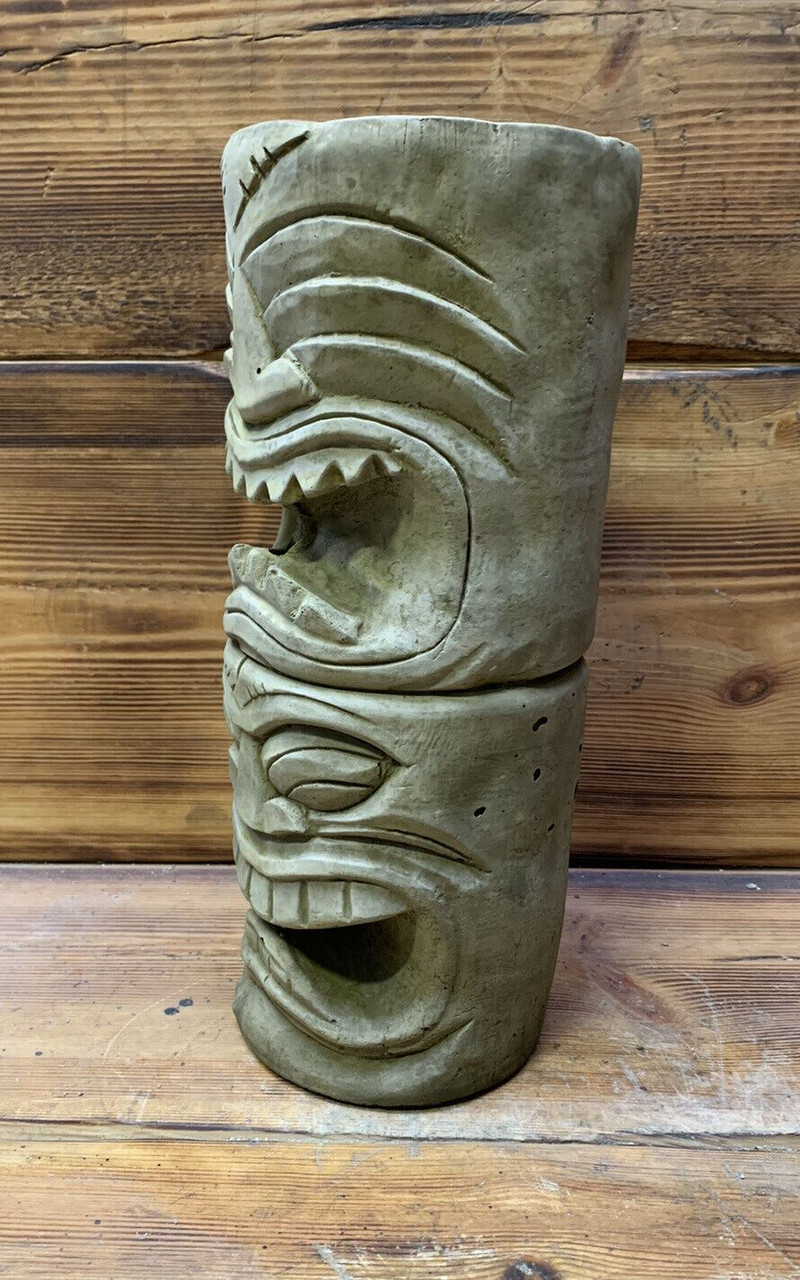 STONE GARDEN TOTEM POLE EASTER ISLAND AFRICAN HEAD TIKI  STATUE ORNAMENT