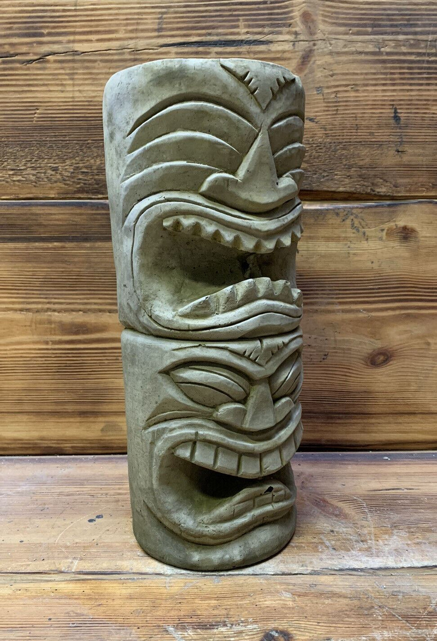 STONE GARDEN TOTEM POLE EASTER ISLAND AFRICAN HEAD TIKI  STATUE ORNAMENT