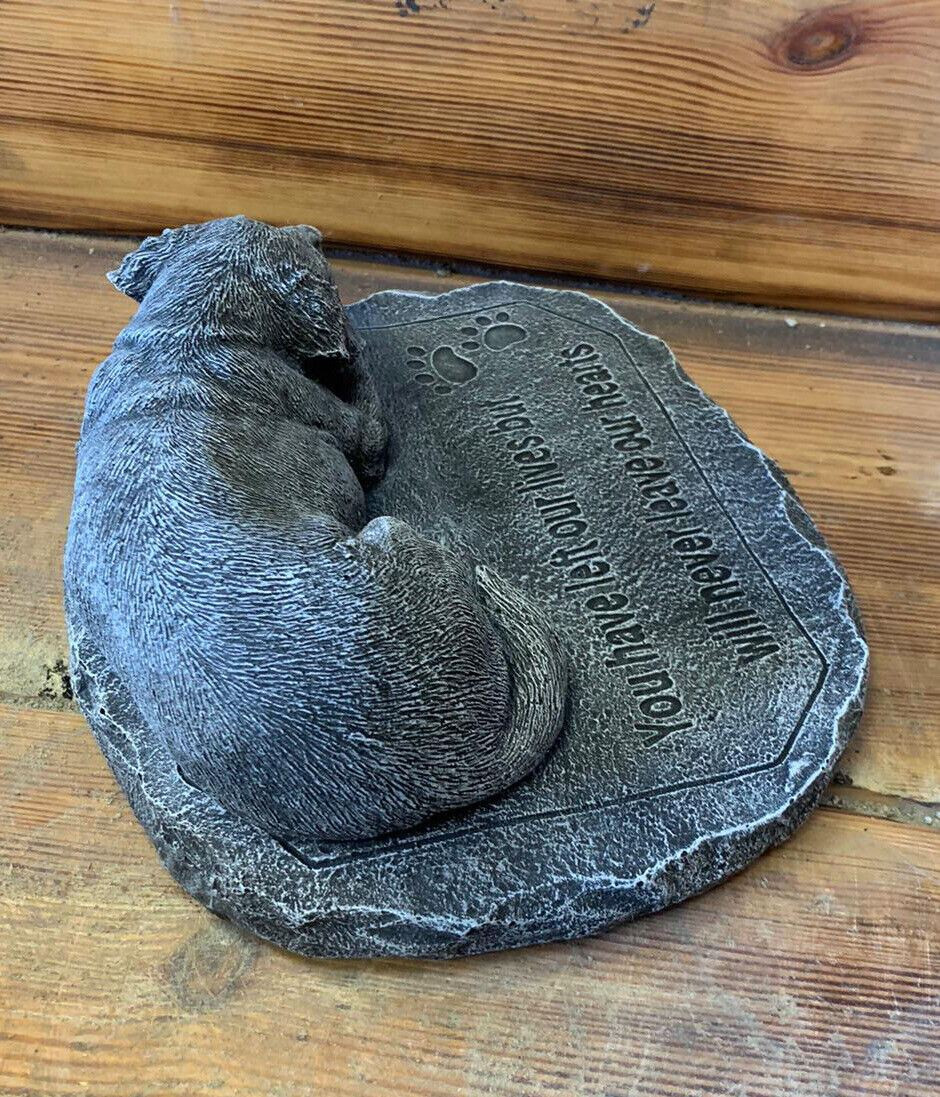 STONE GARDEN MEMORIAL DOG WITH VERSE  STATUE ORNAMENT