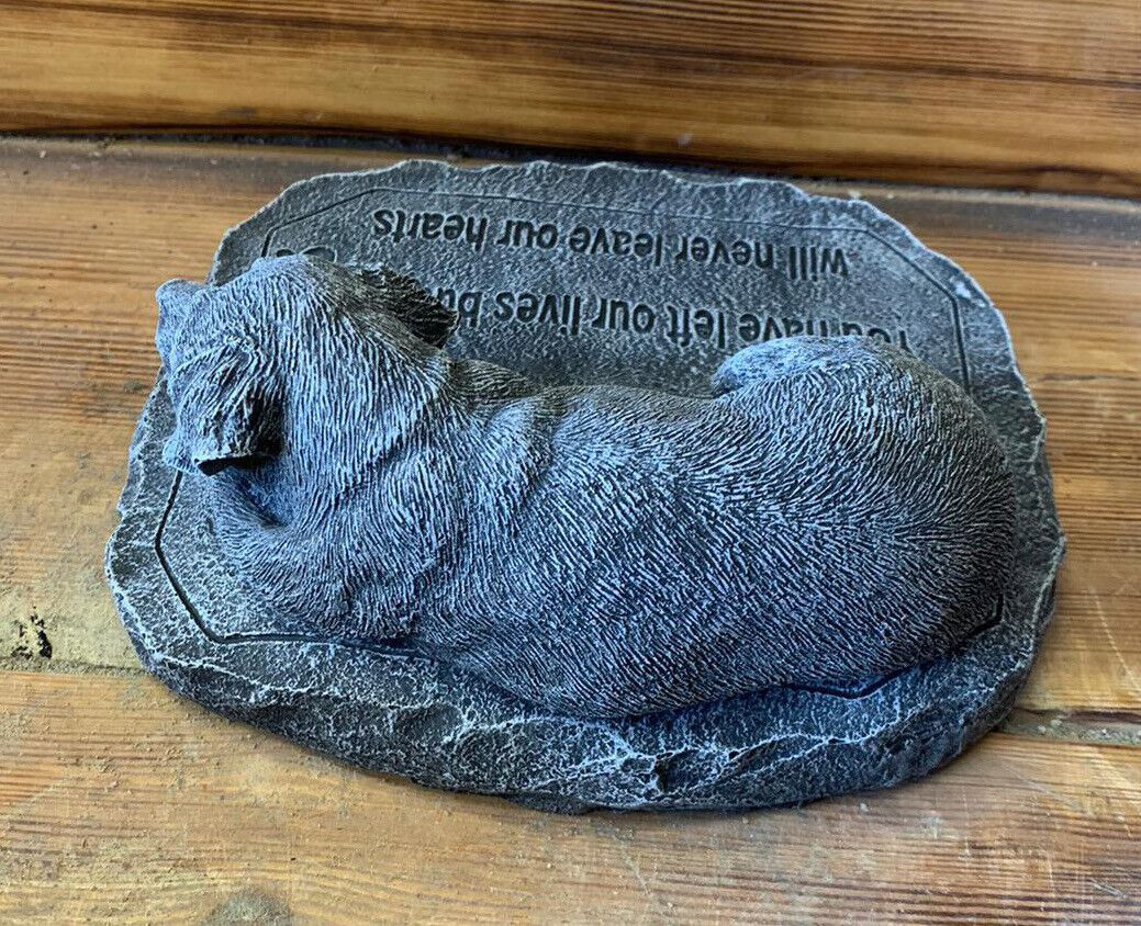 STONE GARDEN MEMORIAL DOG WITH VERSE  STATUE ORNAMENT