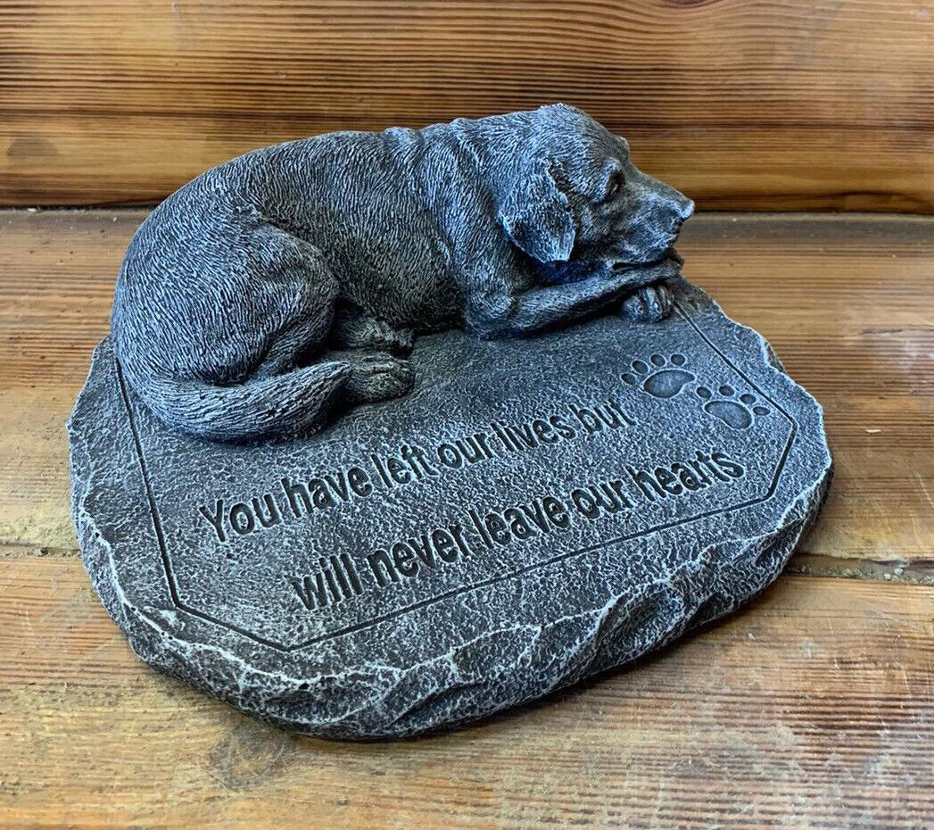 STONE GARDEN MEMORIAL DOG WITH VERSE  STATUE ORNAMENT