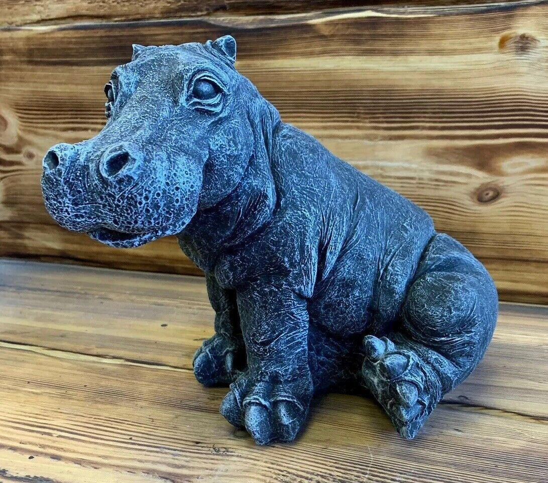 STONE GARDEN CUTE HIPPO HIPPOPOTAMUS STATUE  FIGURE ORNAMENT