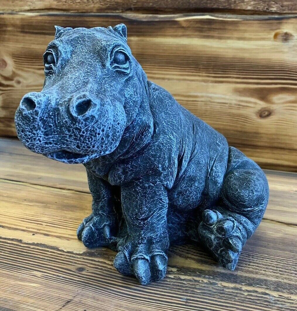 STONE GARDEN CUTE HIPPO HIPPOPOTAMUS STATUE  FIGURE ORNAMENT