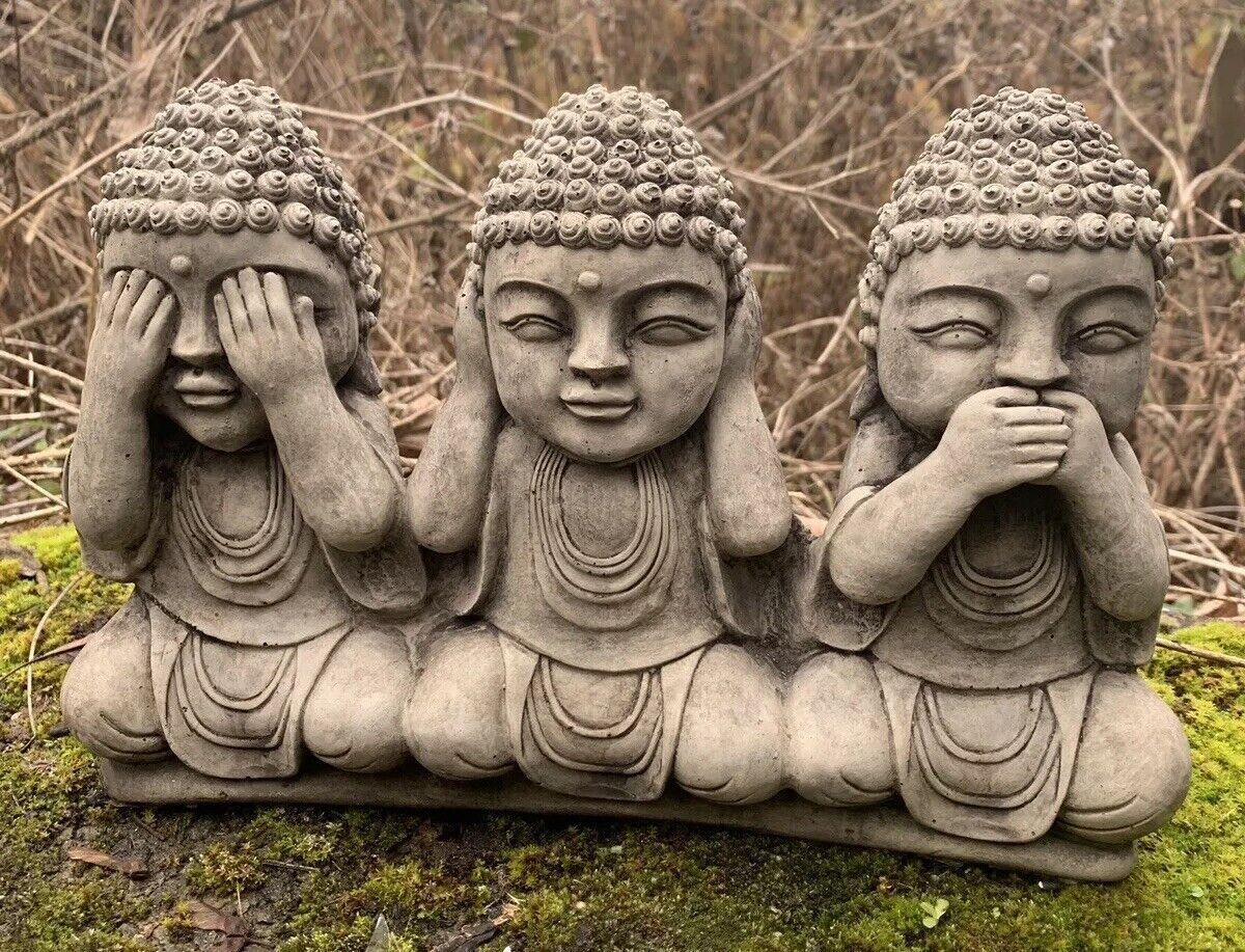 STONE GARDEN SEE HEAR SPEAK NO EVIL BUDDHA  CUTE ORNAMENTS