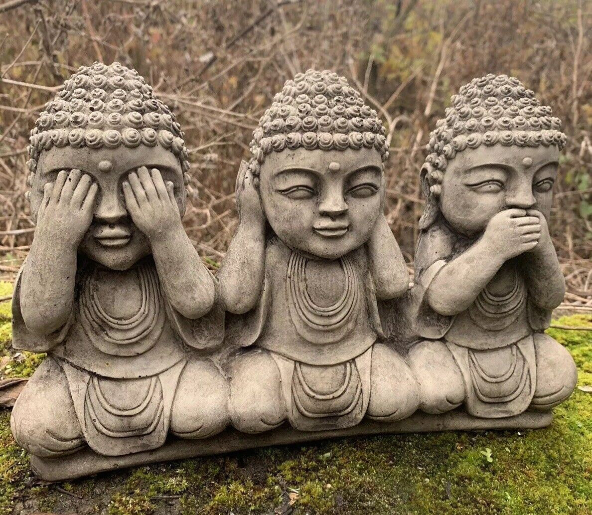 STONE GARDEN SEE HEAR SPEAK NO EVIL BUDDHA  CUTE ORNAMENTS