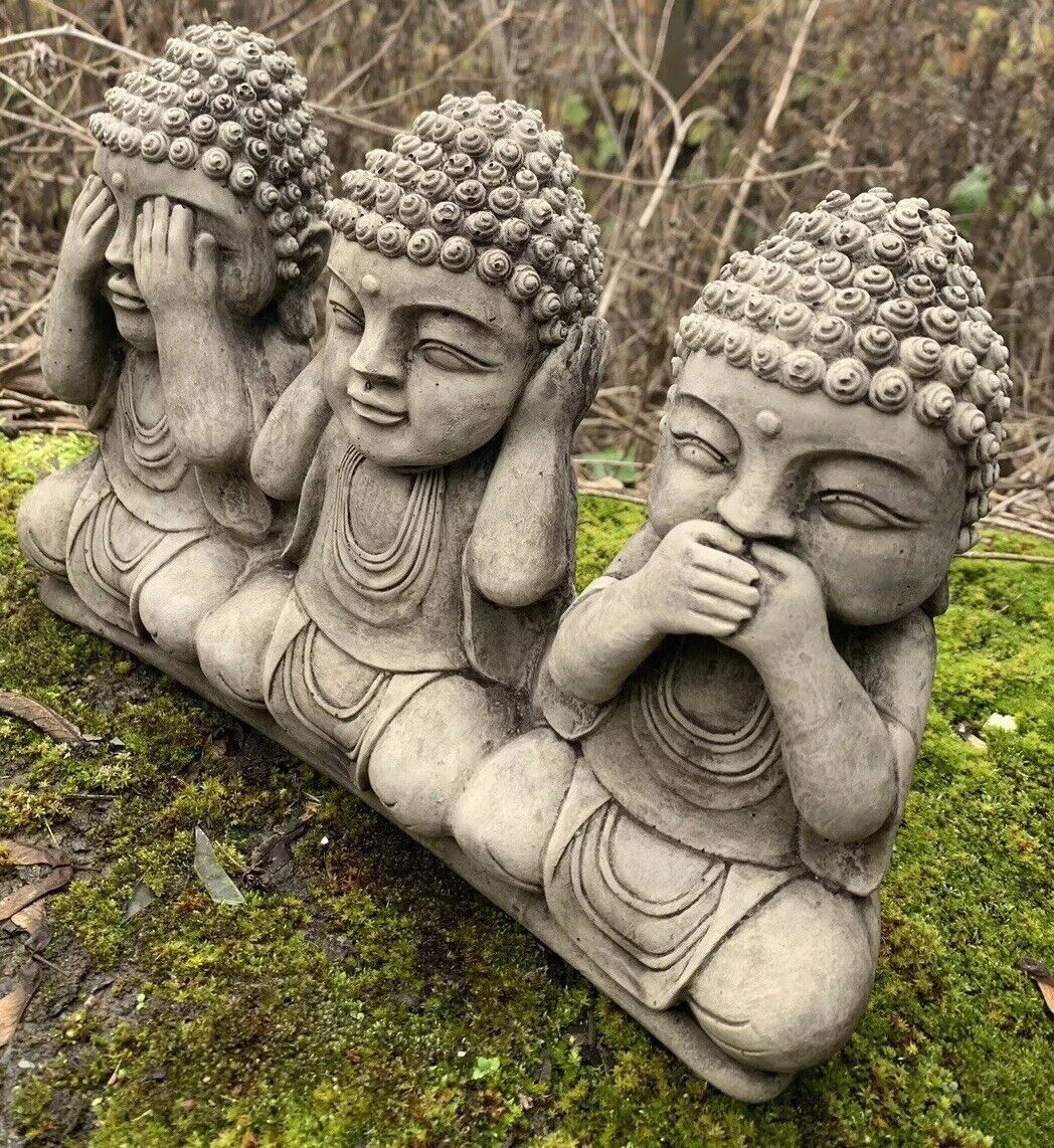 STONE GARDEN SEE HEAR SPEAK NO EVIL BUDDHA  CUTE ORNAMENTS