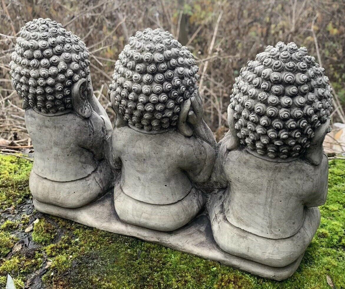 STONE GARDEN SEE HEAR SPEAK NO EVIL BUDDHA  CUTE ORNAMENTS