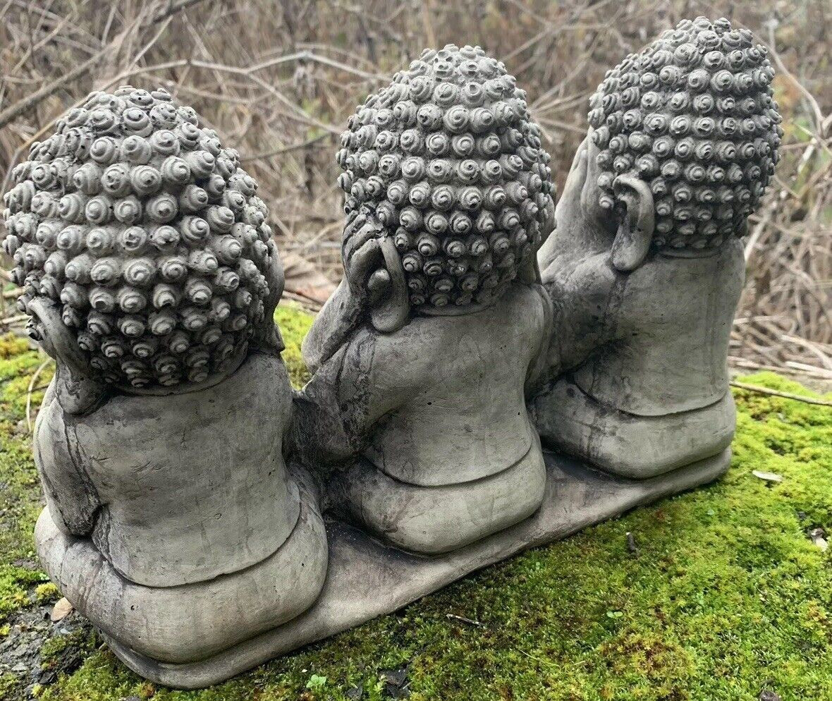 STONE GARDEN SEE HEAR SPEAK NO EVIL BUDDHA  CUTE ORNAMENTS