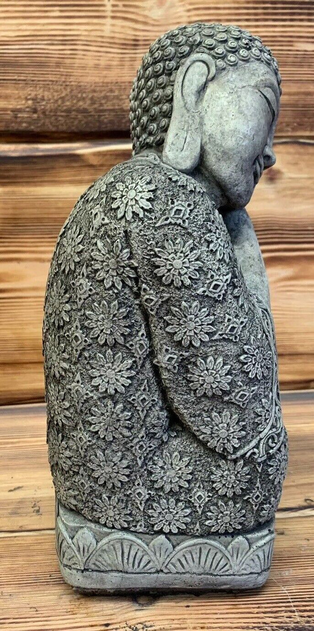 STONE GARDEN SLEEPING WELSH BUDDHA STATUE HAND CAST  ORNAMENT