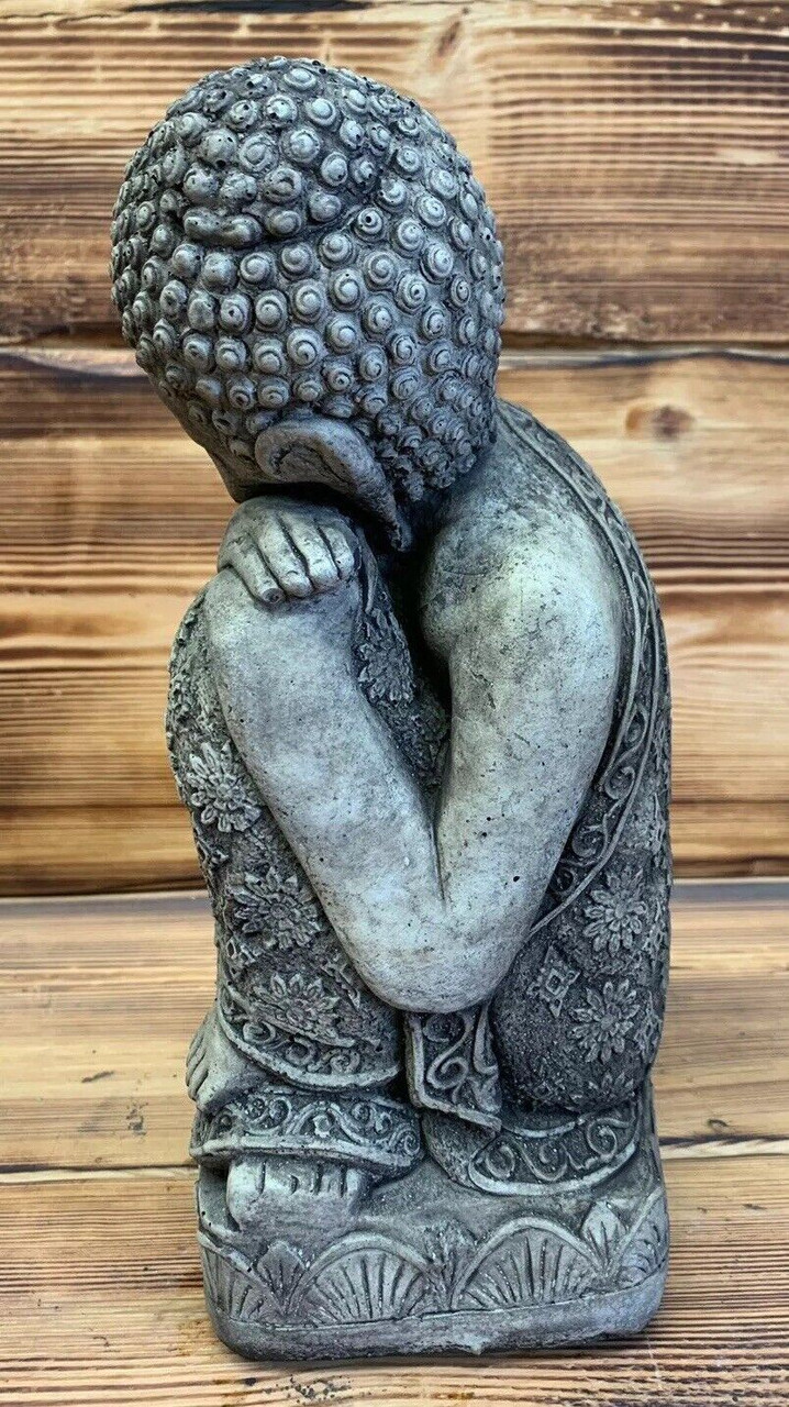 STONE GARDEN SLEEPING WELSH BUDDHA STATUE HAND CAST  ORNAMENT