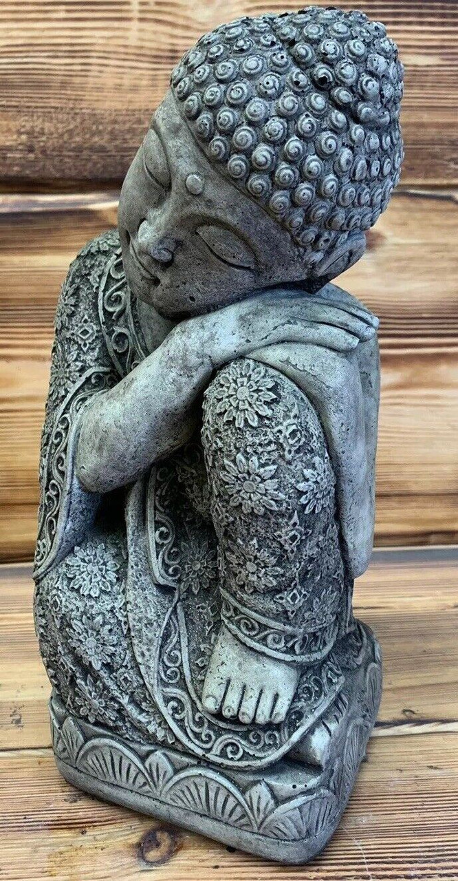 STONE GARDEN SLEEPING WELSH BUDDHA STATUE HAND CAST  ORNAMENT