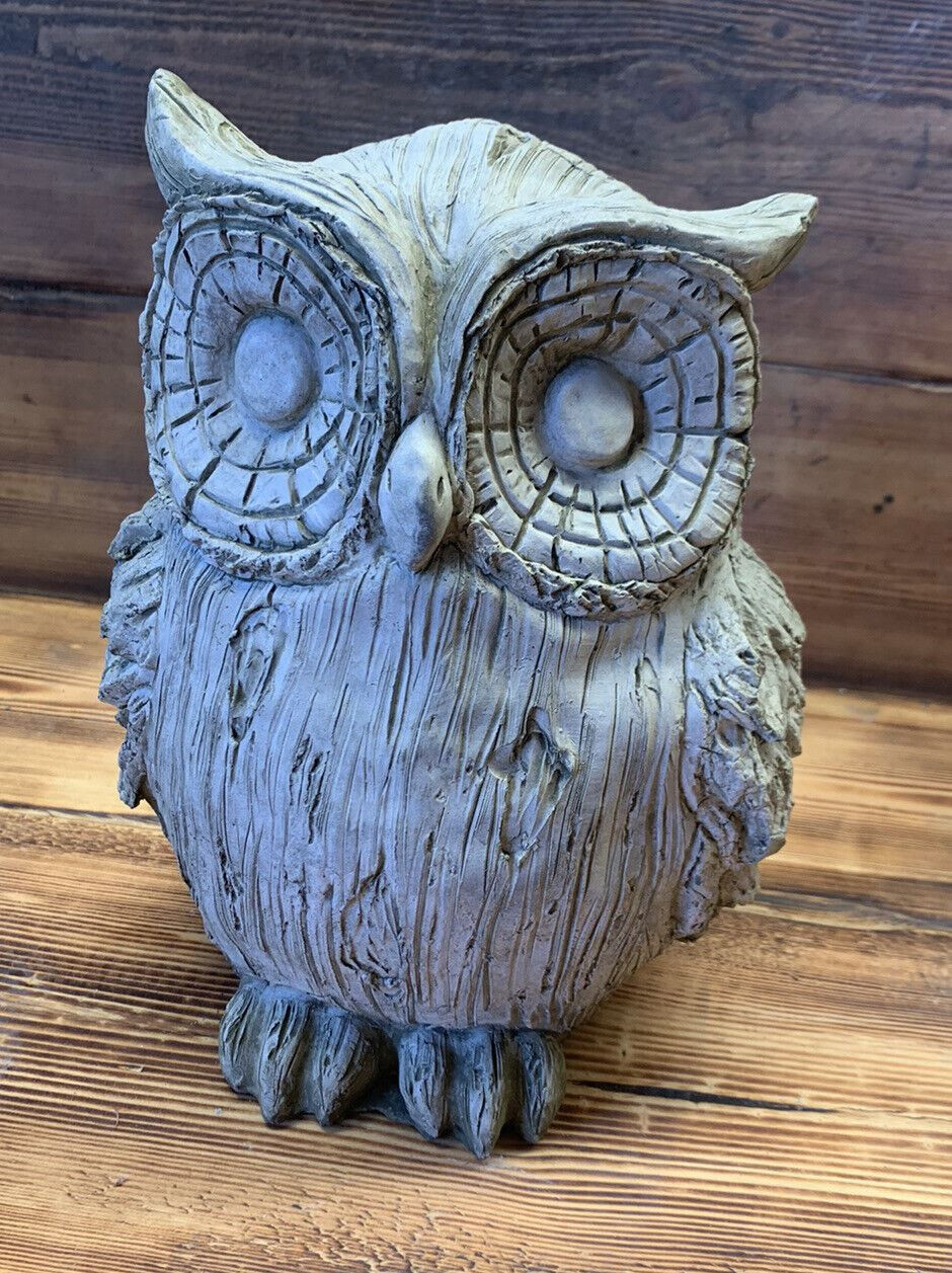 STONE GARDEN LARGE OWL STATUE  GIFT ORNAMENT