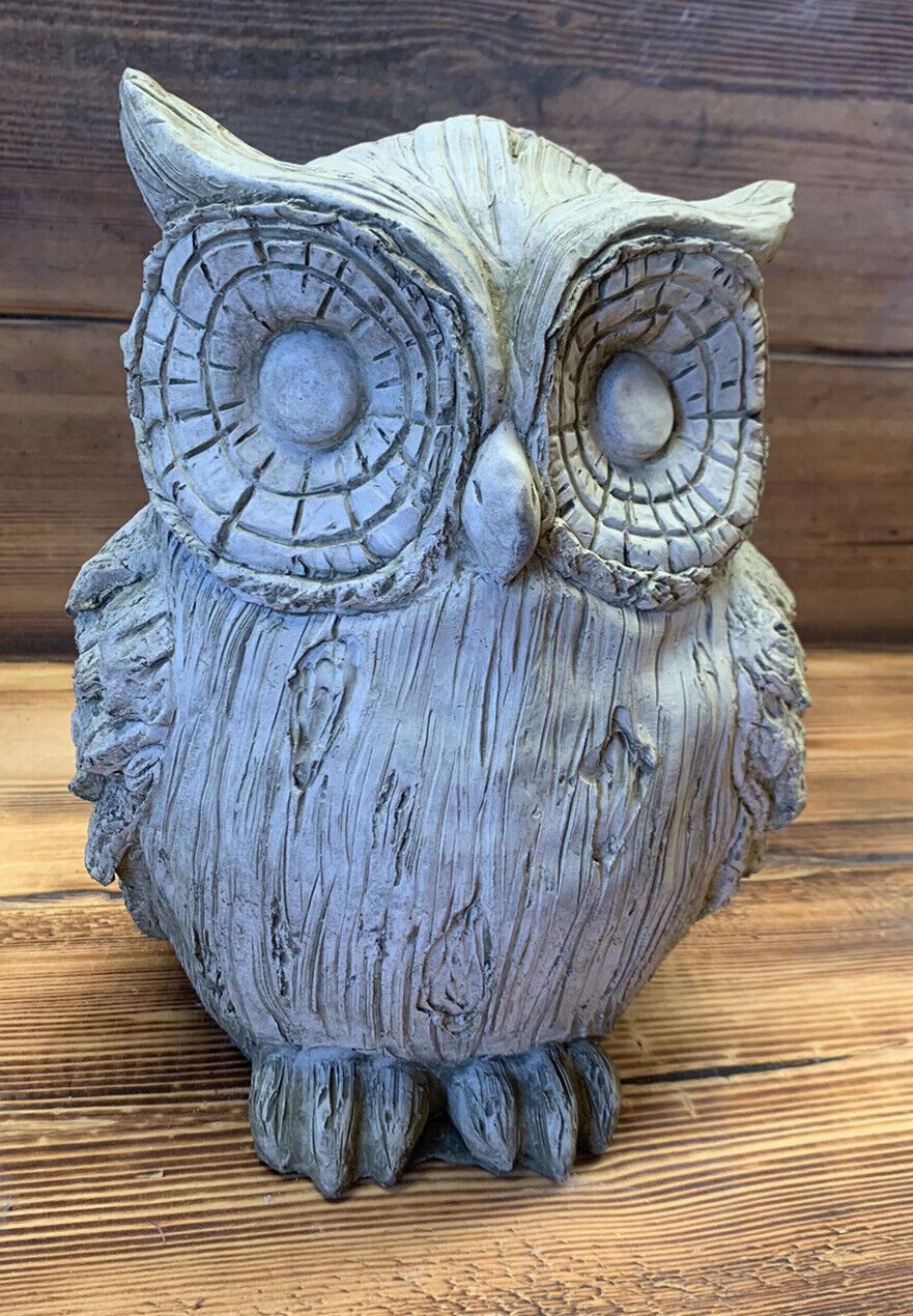 STONE GARDEN LARGE OWL STATUE  GIFT ORNAMENT