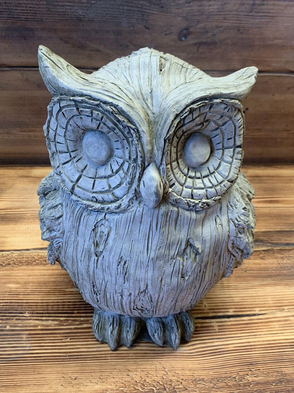 STONE GARDEN LARGE OWL STATUE  GIFT ORNAMENT