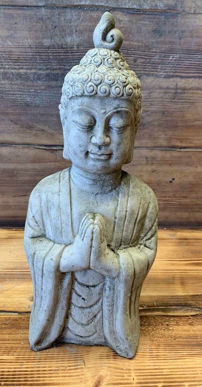 STONE GARDEN LARGE STANDING PRAYING BUDDHA STATUE  GIFT ORNAMENT