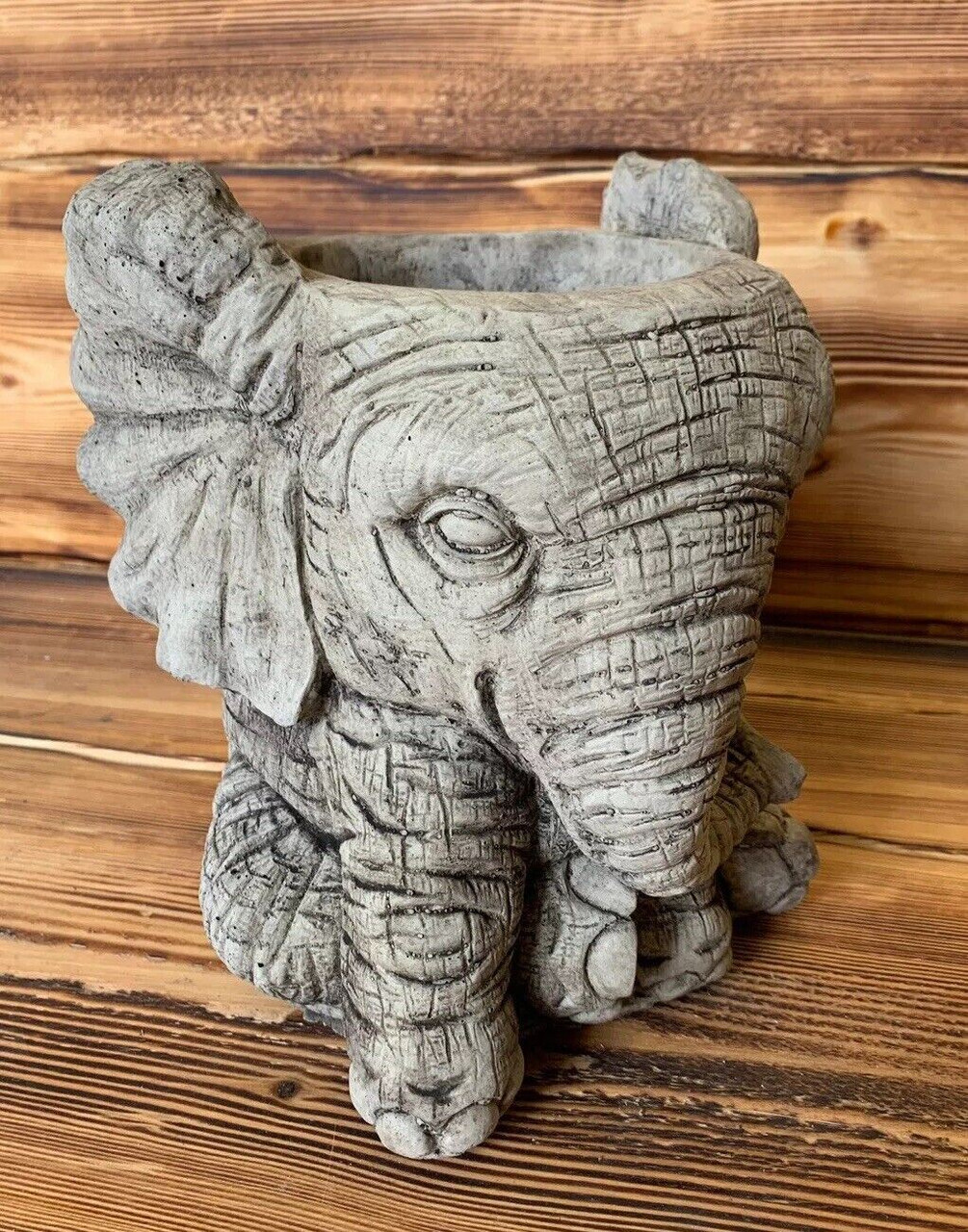 STONE GARDEN ELEPHANT PLANTER PLANT POT FLOWER POT HAND  CAST ORNAMENT