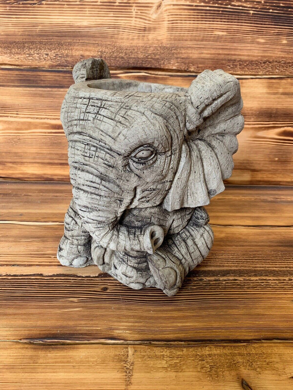 STONE GARDEN ELEPHANT PLANTER PLANT POT FLOWER POT HAND  CAST ORNAMENT