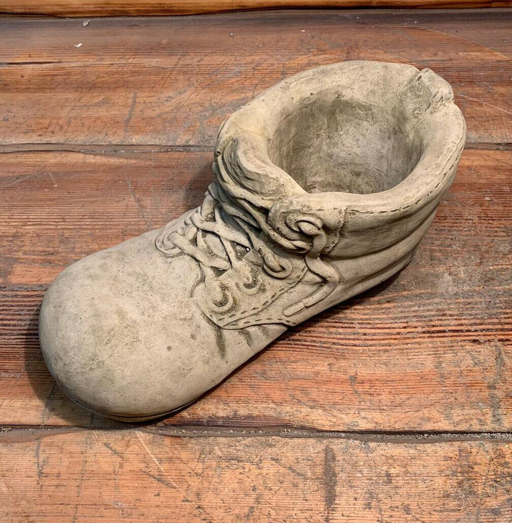 STONE GARDEN DETAILED BOOT PLANTER  CONCRETE ORNAMENT