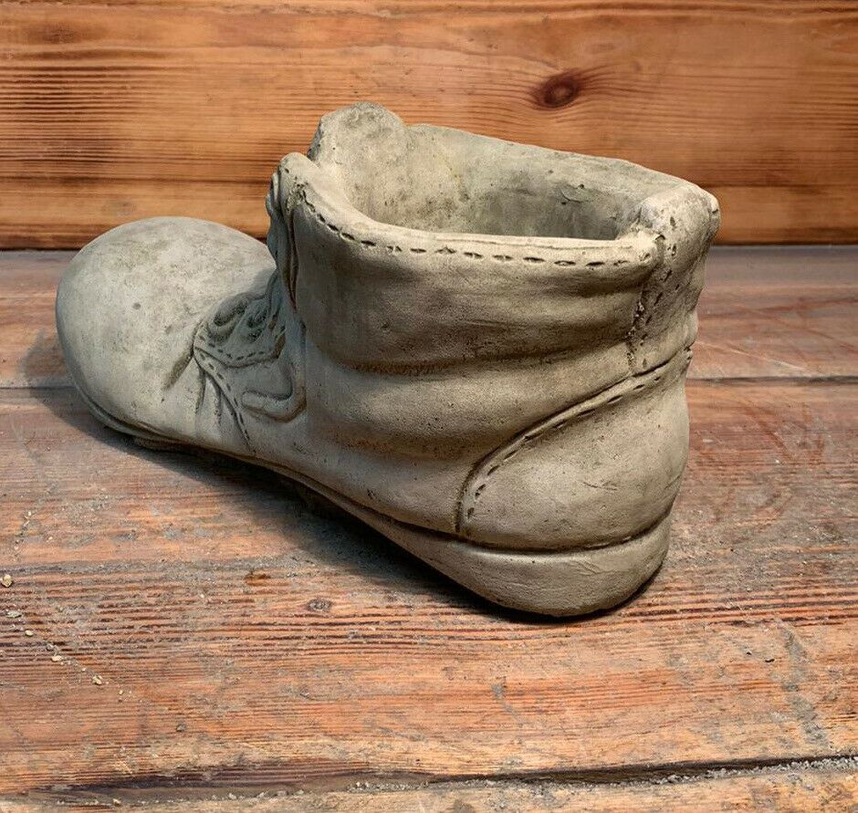 STONE GARDEN DETAILED BOOT PLANTER  CONCRETE ORNAMENT