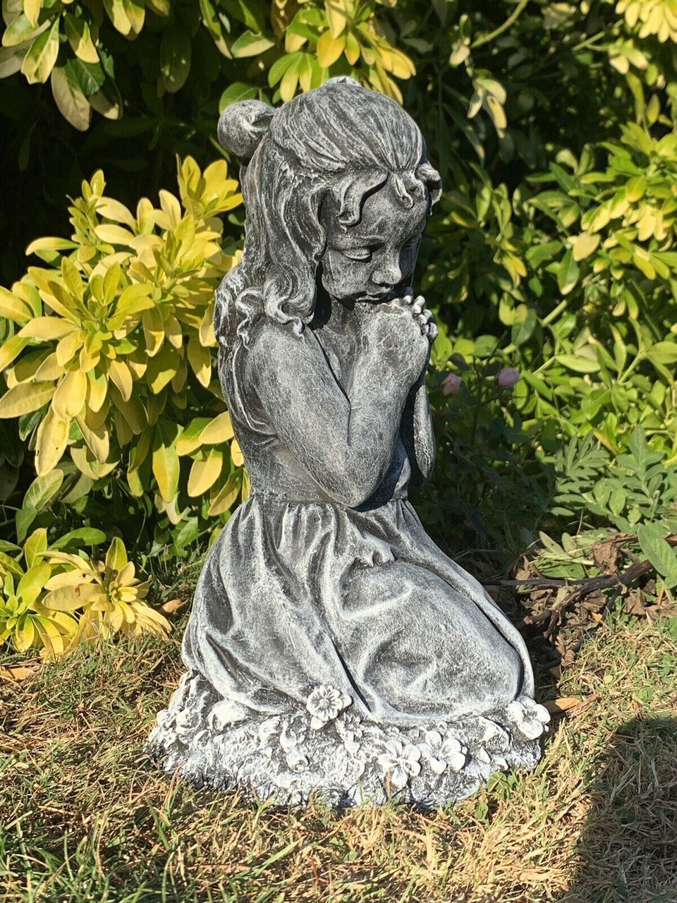 STONE  GARDEN CUTE PRAYING GIRL LARGE STATUE ORNAMENT