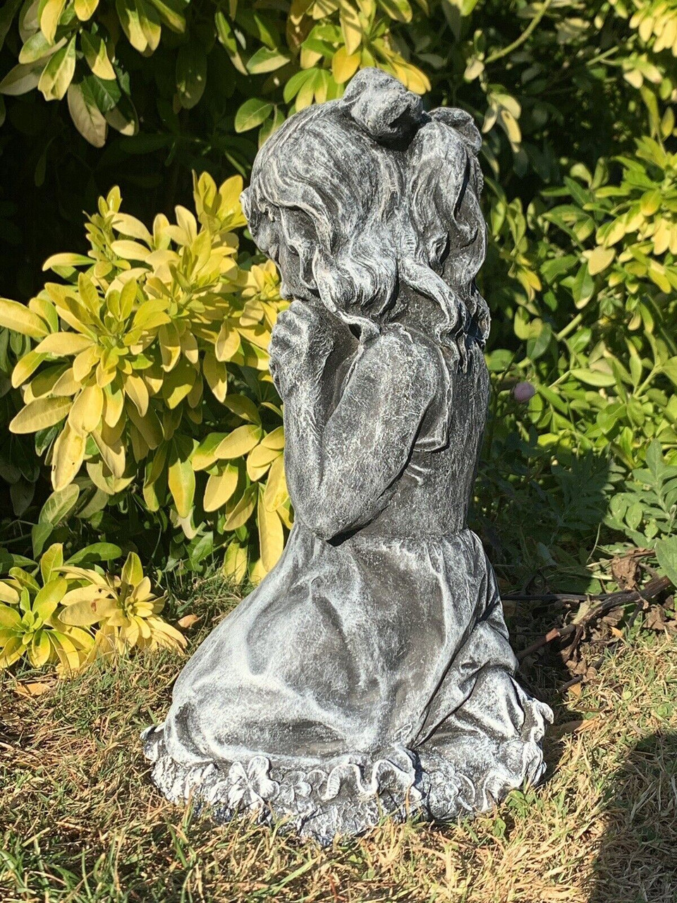 STONE  GARDEN CUTE PRAYING GIRL LARGE STATUE ORNAMENT