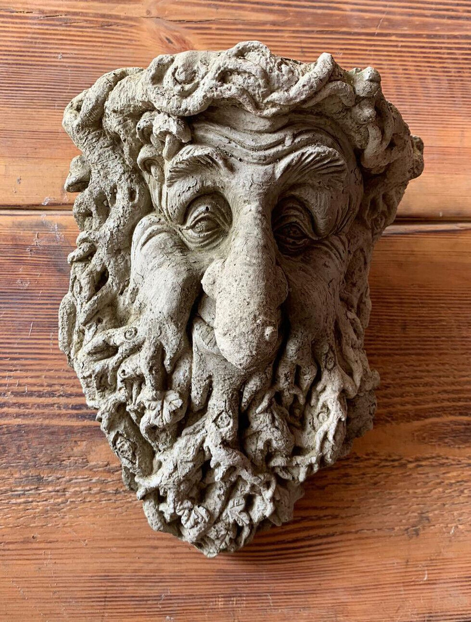 STONE GARDEN  GREEN MAN LEAF FACE / BRANCHES WALL TREE PLAQUE HANGING ORNAMENT