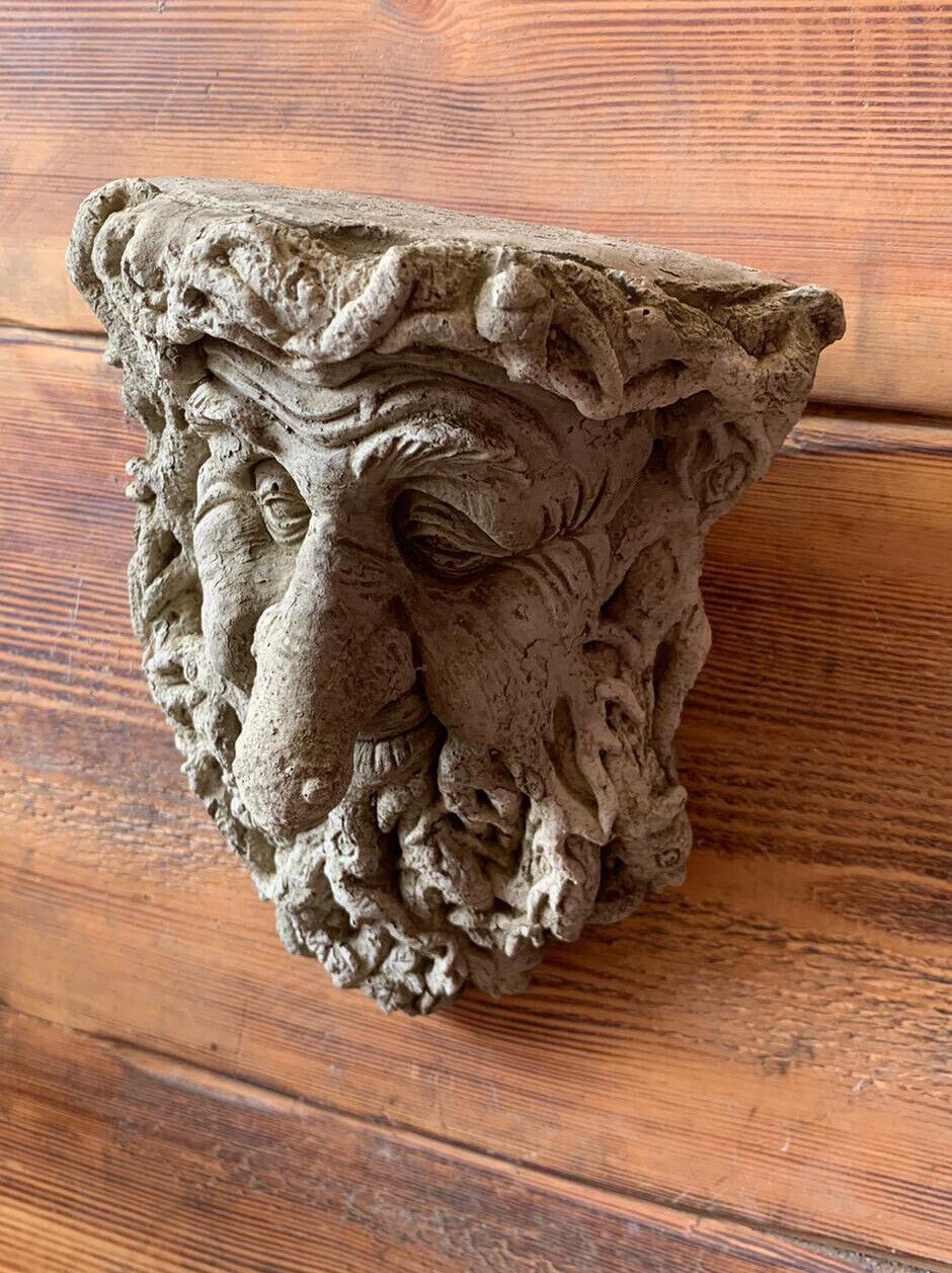 STONE GARDEN  GREEN MAN LEAF FACE / BRANCHES WALL TREE PLAQUE HANGING ORNAMENT