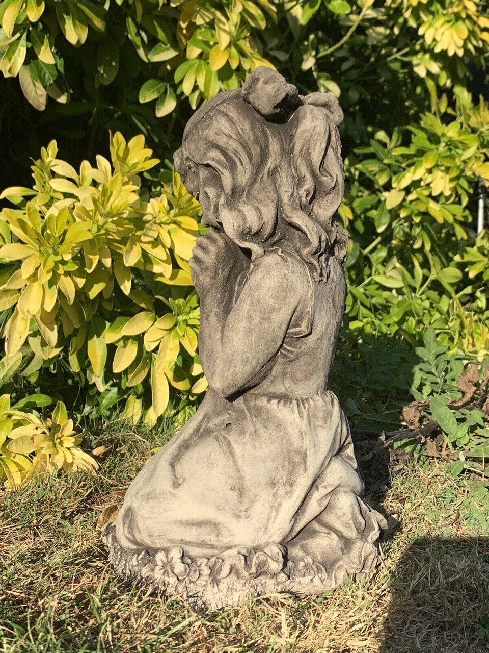 STONE GARDEN  CUTE PRAYING GIRL LARGE STATUE ORNAMENT