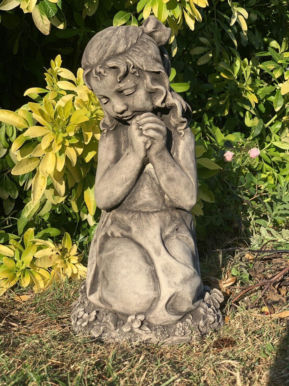STONE GARDEN  CUTE PRAYING GIRL LARGE STATUE ORNAMENT