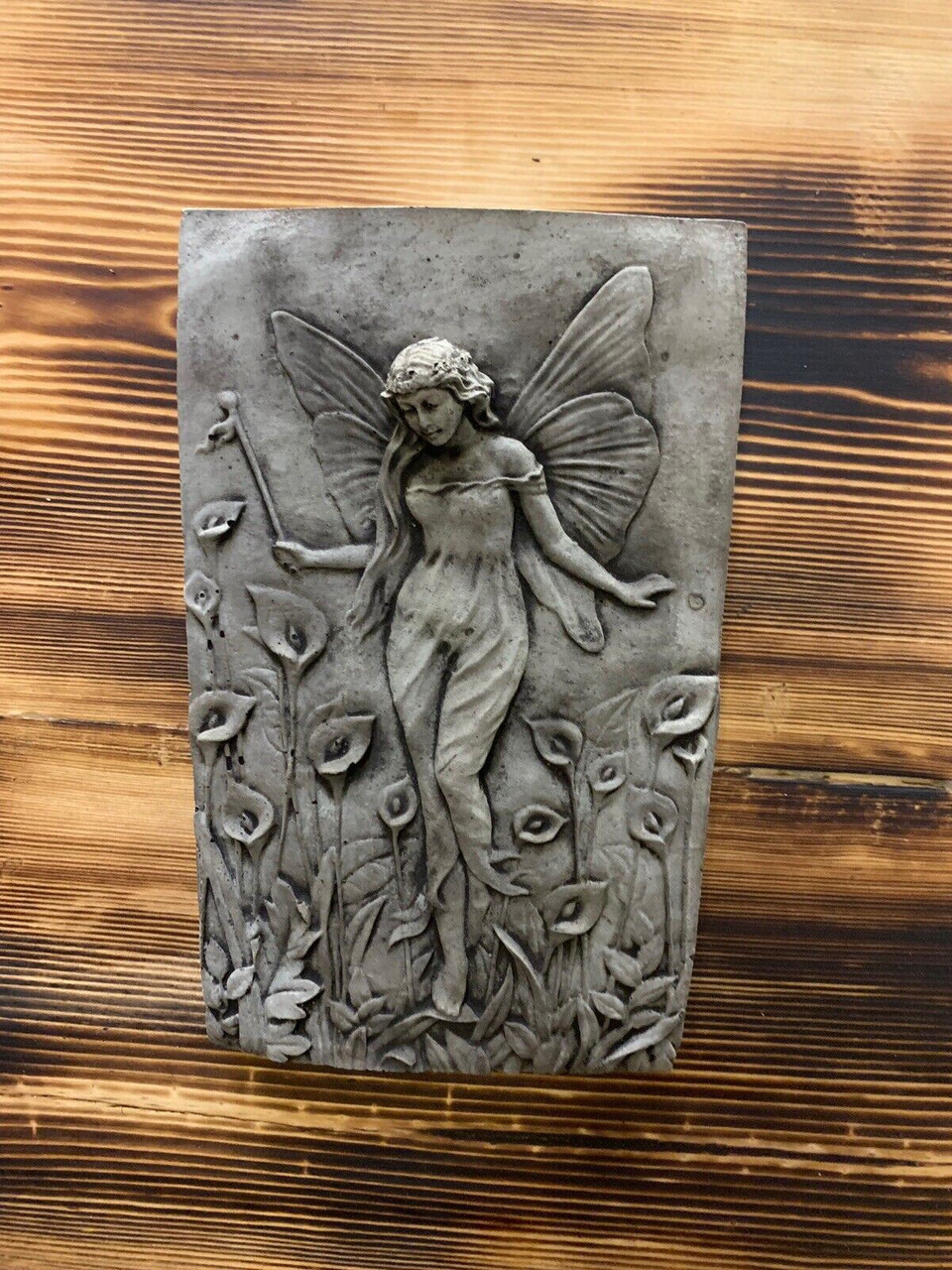 STONE GARDEN DETAILED LILY FAIRY ANGEL WALL  HANGING PLAQUE ORNAMENT