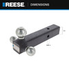 Reese Tri-Ball Trailer Hitch Ball Mount, (1-7/8 Inch, 2 Inch, 2-5/16 Inch Trailer Hitch Balls), Fits 2 Inch Square Receiver, 16,000 lbss. Capacity, Premium Black 7096400