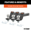 CURT 45057 Trailer Hitch Mounts with 2-Inch Ball & Pin, Fits 2-In Receiver, 7,500 lbss, 4-Inch Drop, 3-Pack