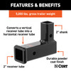 CURT 45013 Vertical Receiver Trailer Hitch Adapter, 2-Inch, 5,000 lbs, 2-7/16-In Rise