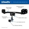 Draw-tite Hidden Hitch® Completely Hidden Trailer Hitch 2" Removable Receiver, Black for Select Chrysler Grand Caravan, Chrysler Pacifica, Chrysler Voyager 76916