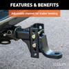 CURT Adjustable Channel Mount with 1" Ball Hole (2" Shank, 6,000 lbss., 6-3/4" Drop) Trailer Hitch Ball Mount