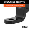 CURT Class 4 Ball Mount (2" Shank, 12,000 lbss., 2" Drop, 9-3/8" Long) Trailer Hitch Ball Mount