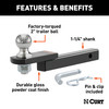 CURT Towing Starter Kit with 2" Ball (1-1/4" Shank, 3,500 lbss, 3/4" Rise) Trailer Hitch Ball Mount