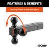 CURT Multi-Ball Mount (2" Hollow Shank, 1-7/8", 2" & 2-5/16" Black Balls) Trailer Hitch Ball Mount