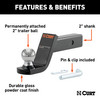 CURT Fusion Ball Mount with 2" Ball (2" Shank, 7,500 lbss., 4" Drop) Trailer Hitch Ball Mount
