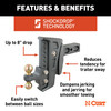 CURT Rebellion XD Adjustable Cushion Hitch (2-1/2" Shank, 2", 2-5/16" Balls, 20K) Trailer Hitch Ball Mount