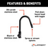 Lippert Flow Max Bullet Pull-Down Kitchen Faucet - Black Matte