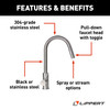 Lippert Flow Max Bullet Pull-Down Kitchen Faucet - Stainless Steel